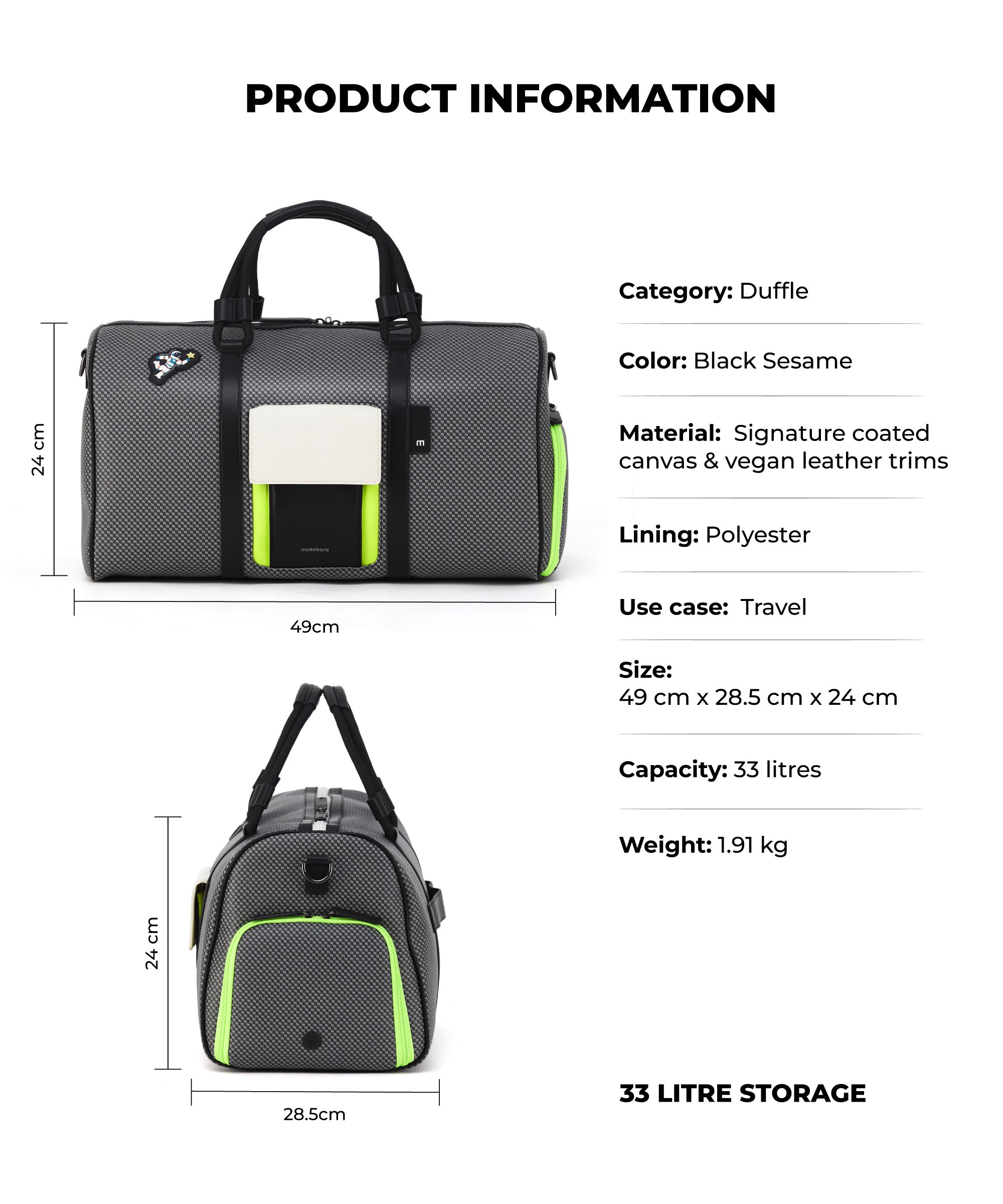 Color_Black sesame | The Heist Duffle