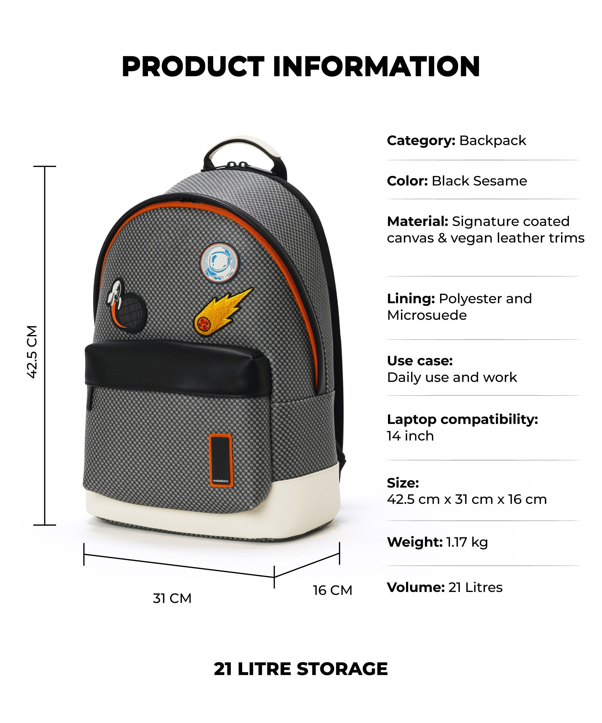 Color_Mokogram - Black Sesame | The Kickstreet Backpack