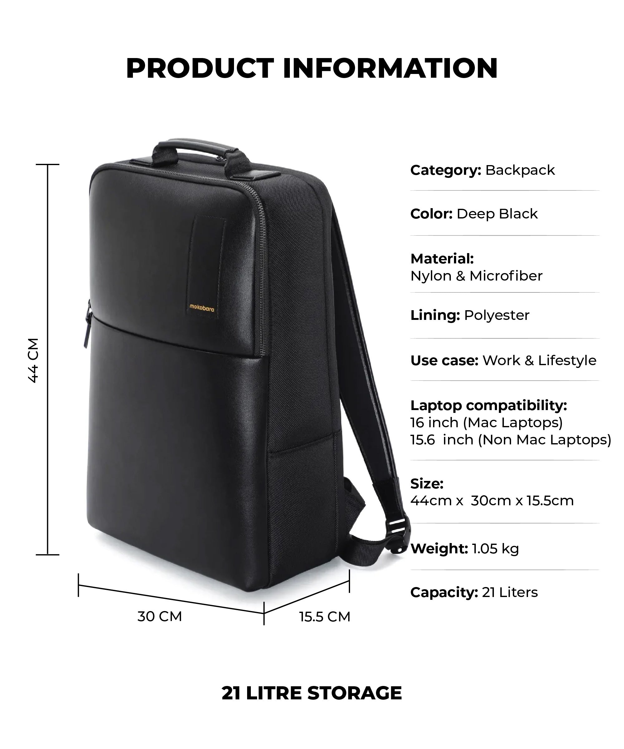 Color_Deep Black | The Backpack Pro - 21 L