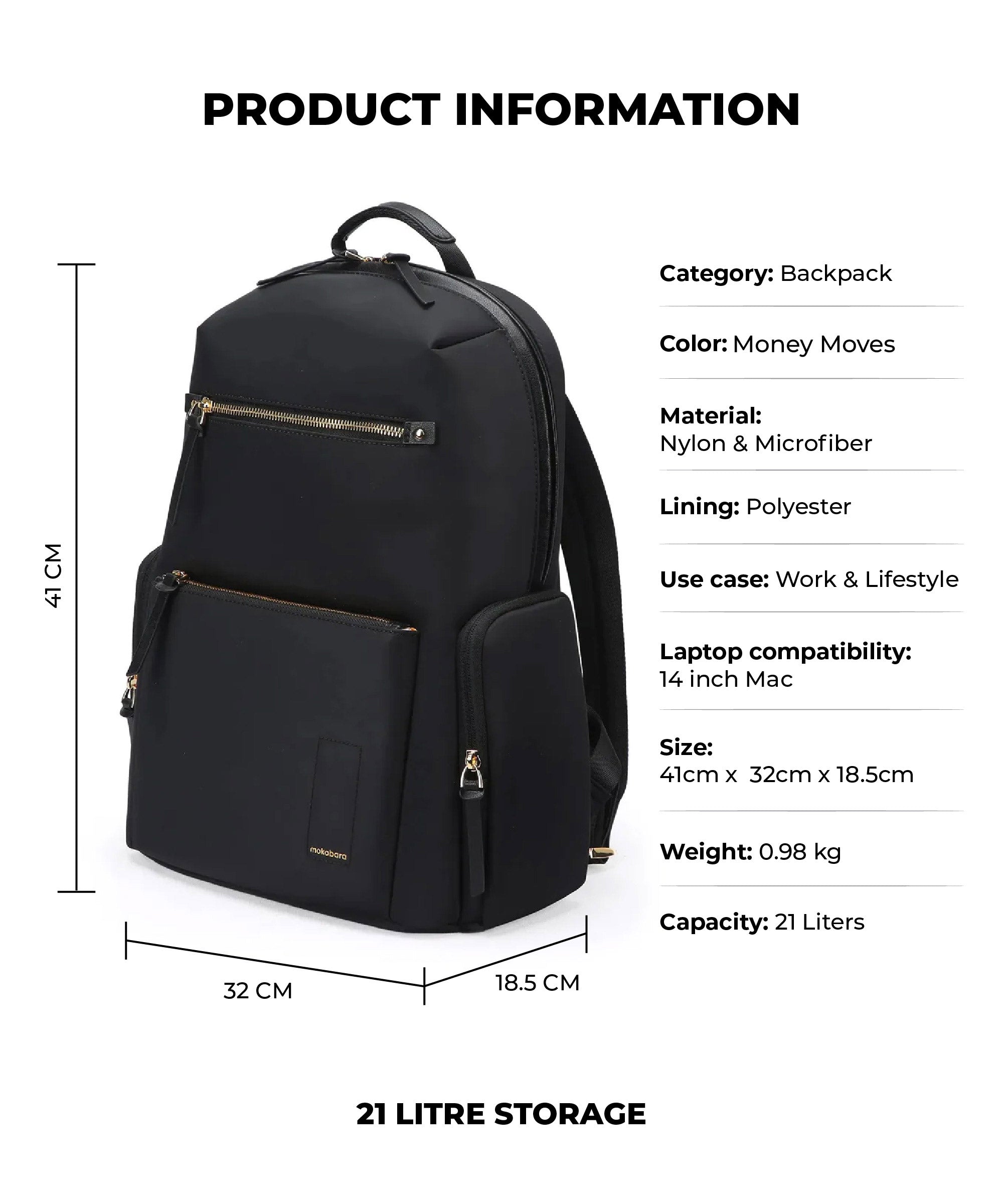 Color_Money Moves | The Bliss Backpack - 21L