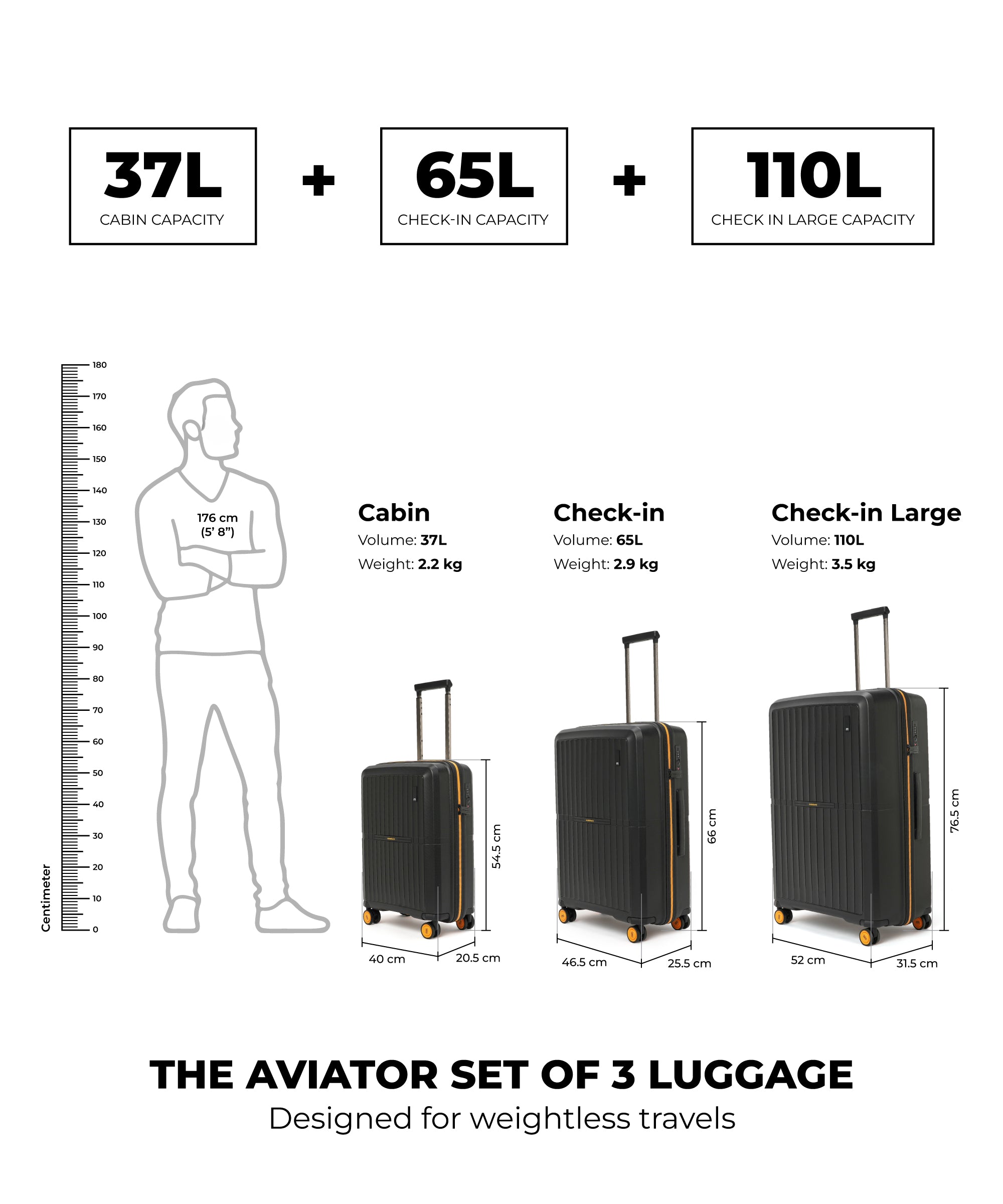 Color_Crypto | The Aviator Set of 3 Luggage