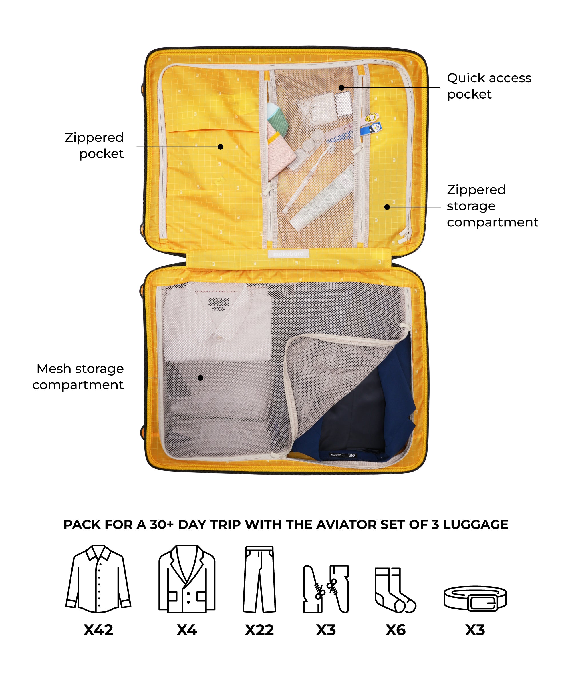 Color_Dark Matter | The Aviator Set of 3 Luggage