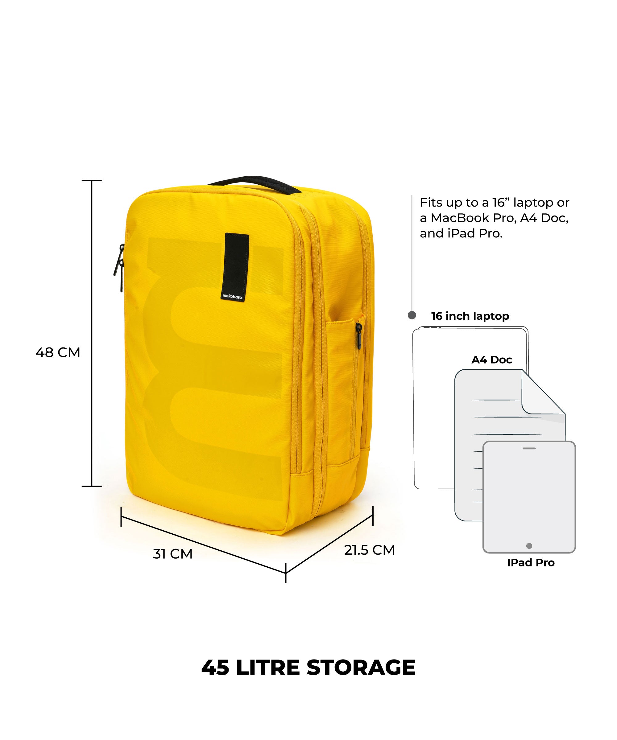 Color_ Enough Yellow | The Em Travel Backpack - 45L