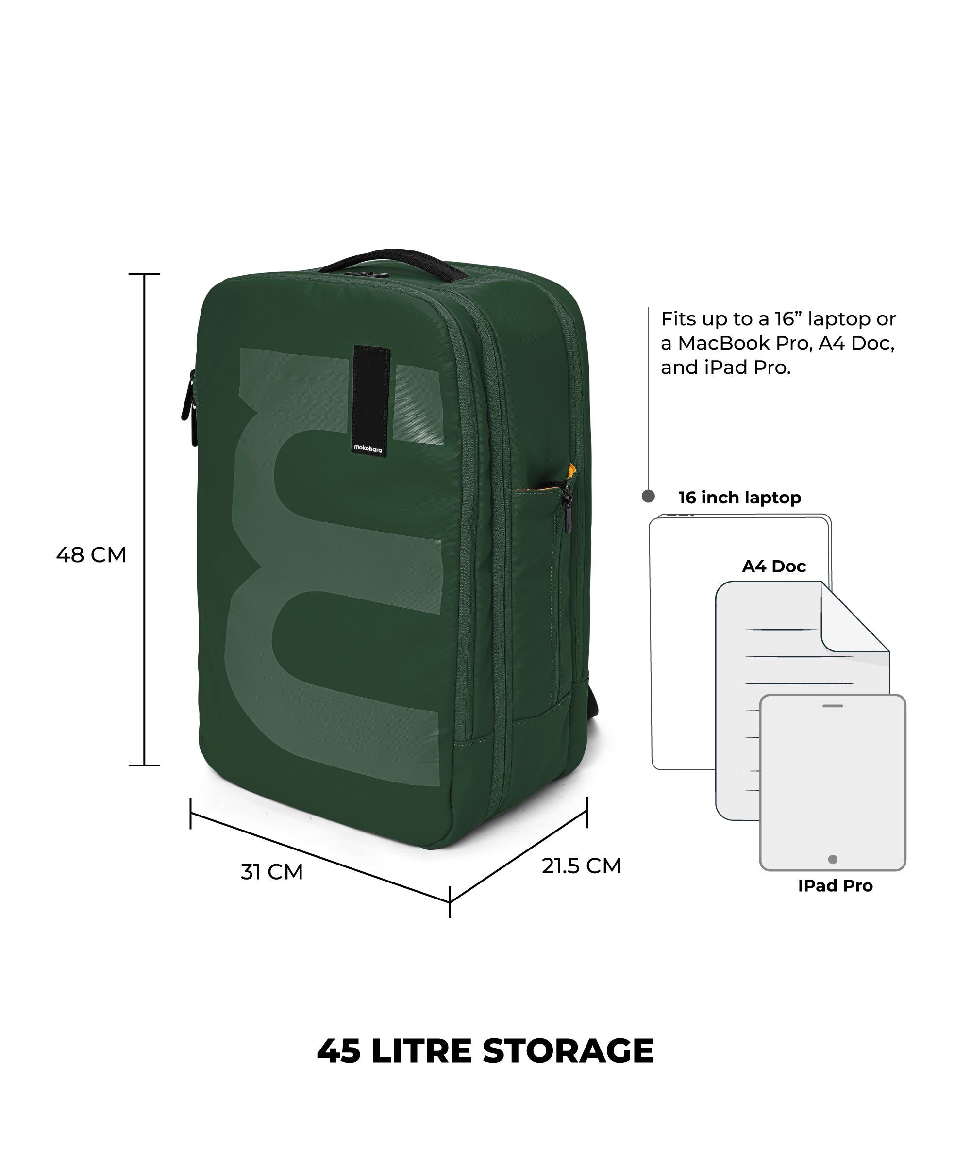 Color_ Green Energy | The Em Travel Backpack - 45L