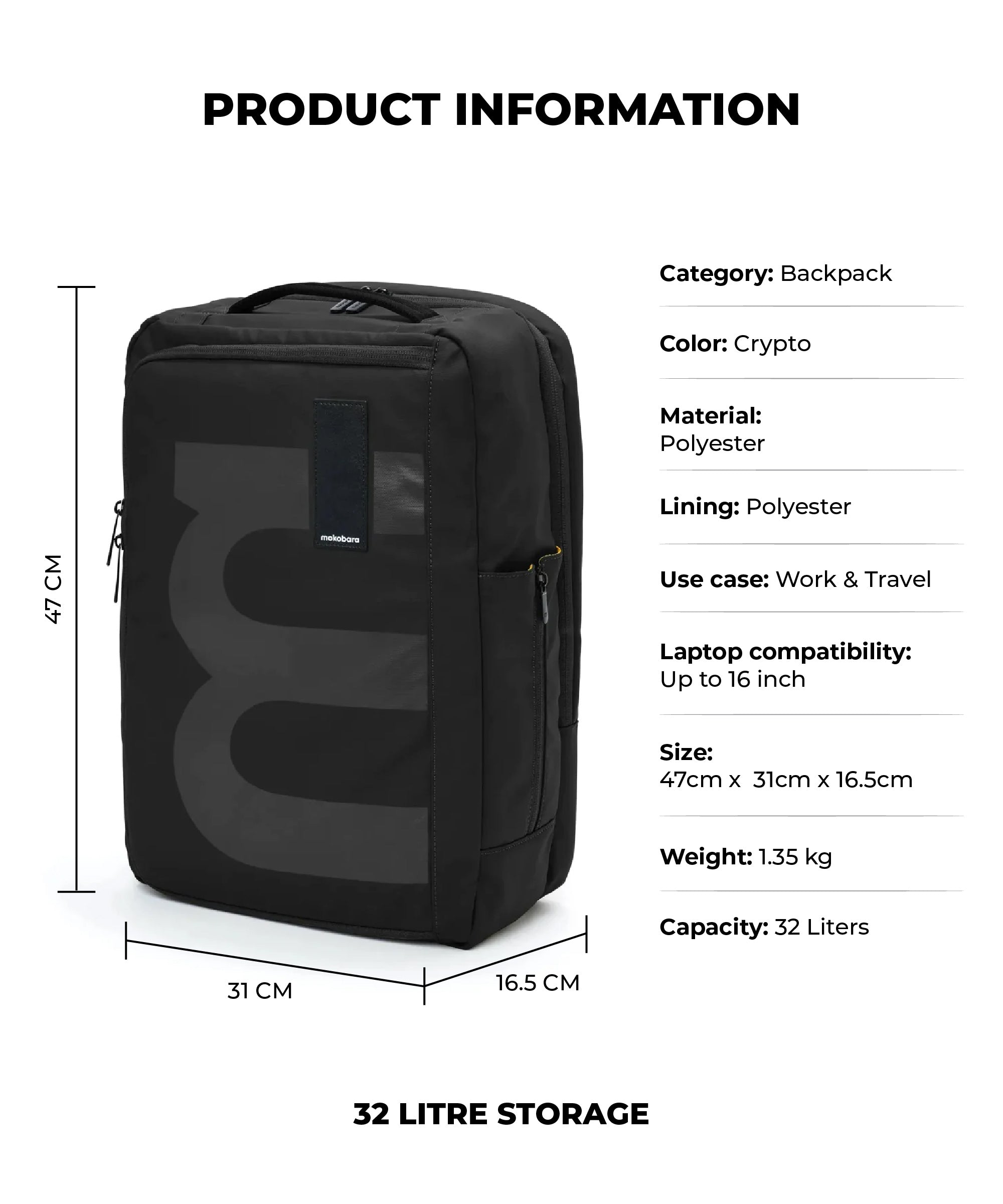 Color_Crypto | The Em Travel Backpack - 32L