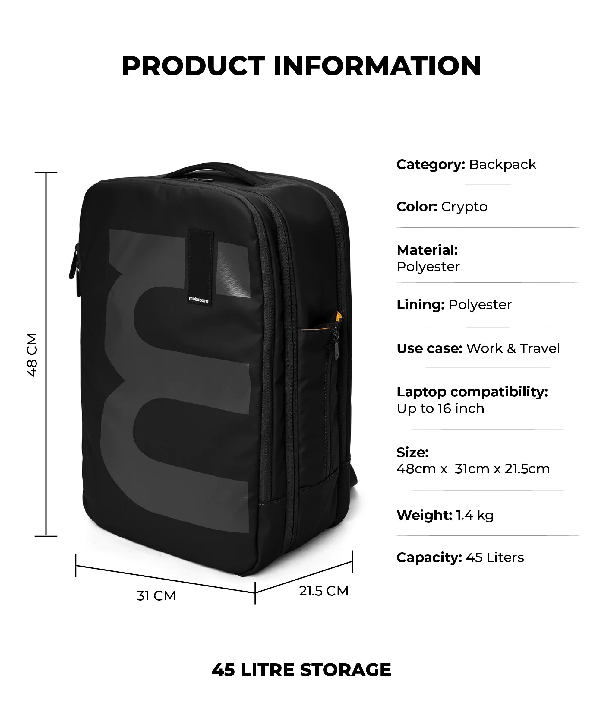 Color_Crypto | The Em Travel Backpack - 45L