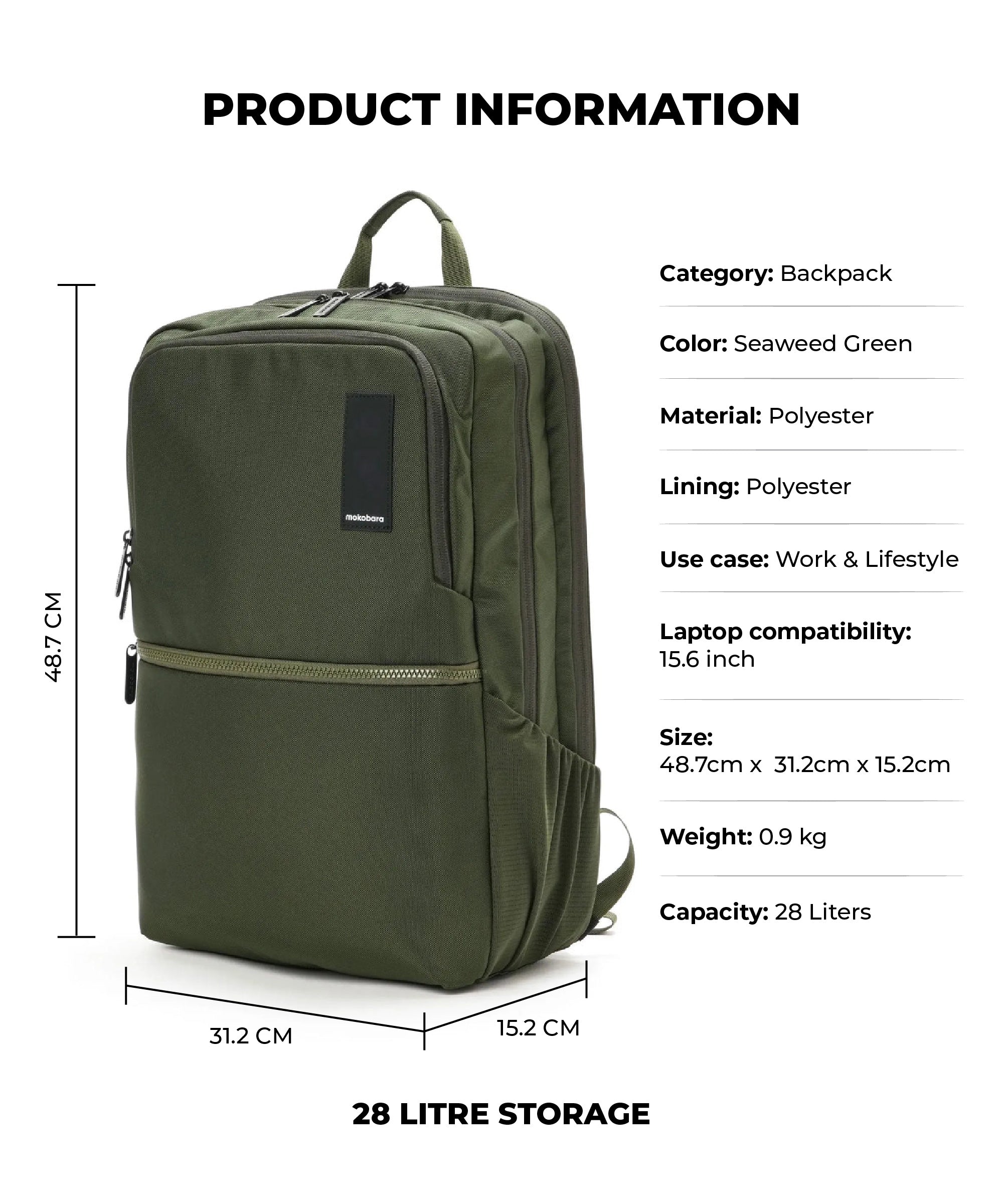 Color_Seaweed Green | The Kaleido Backpack