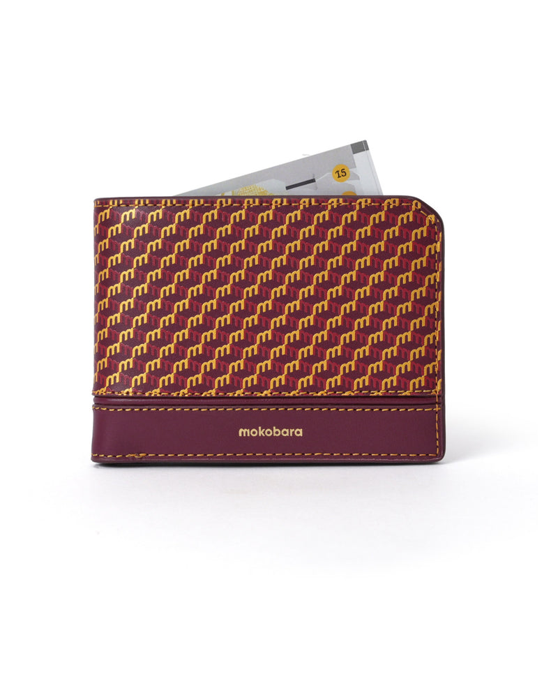 Stash Bifold Wallet in maroon 24k Mokogram