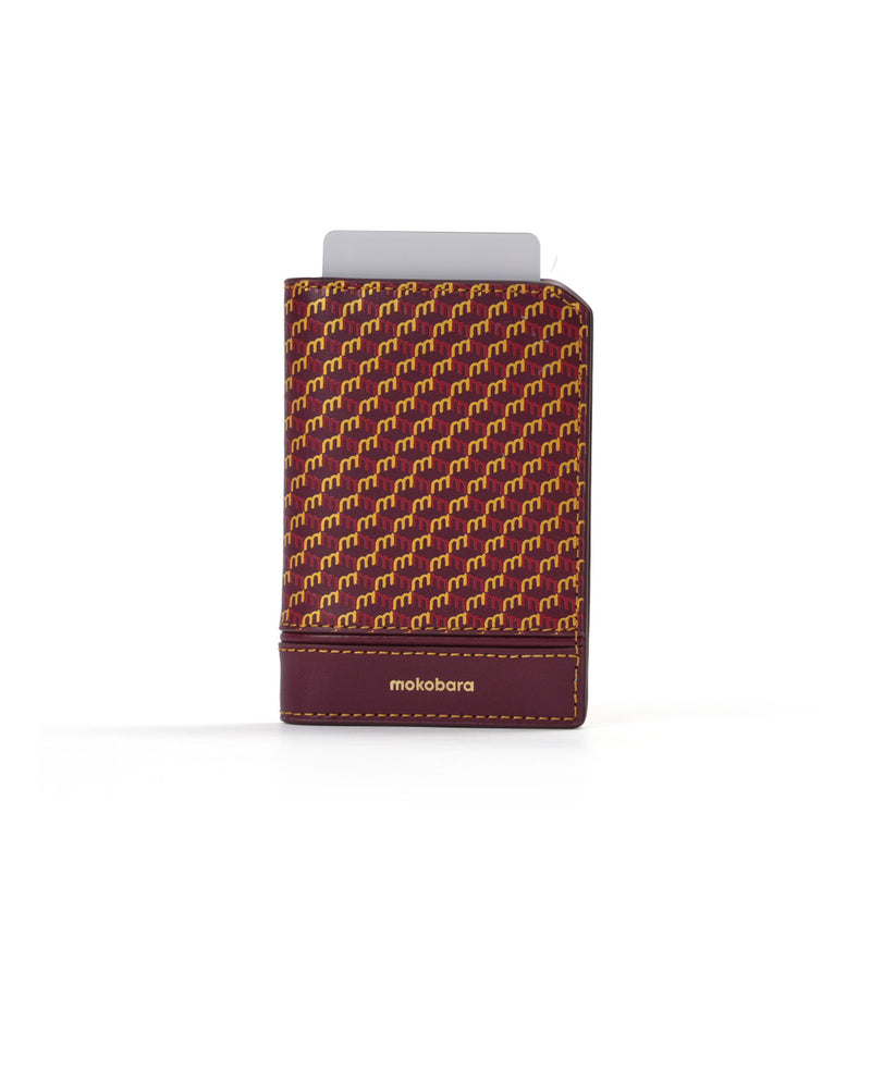 Stash Card Case in maroon 24k Mokogram