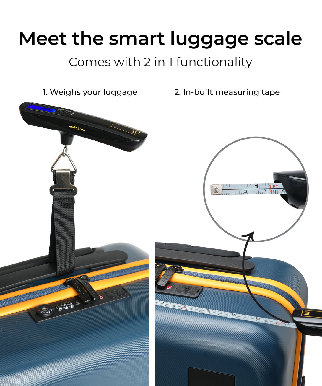 G Force Portable Aluminum Luggage Scale with Tape Measure 